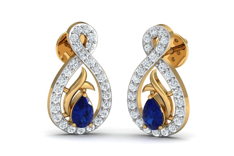 Tarini Blue Sapphire & Diamond Earrings
